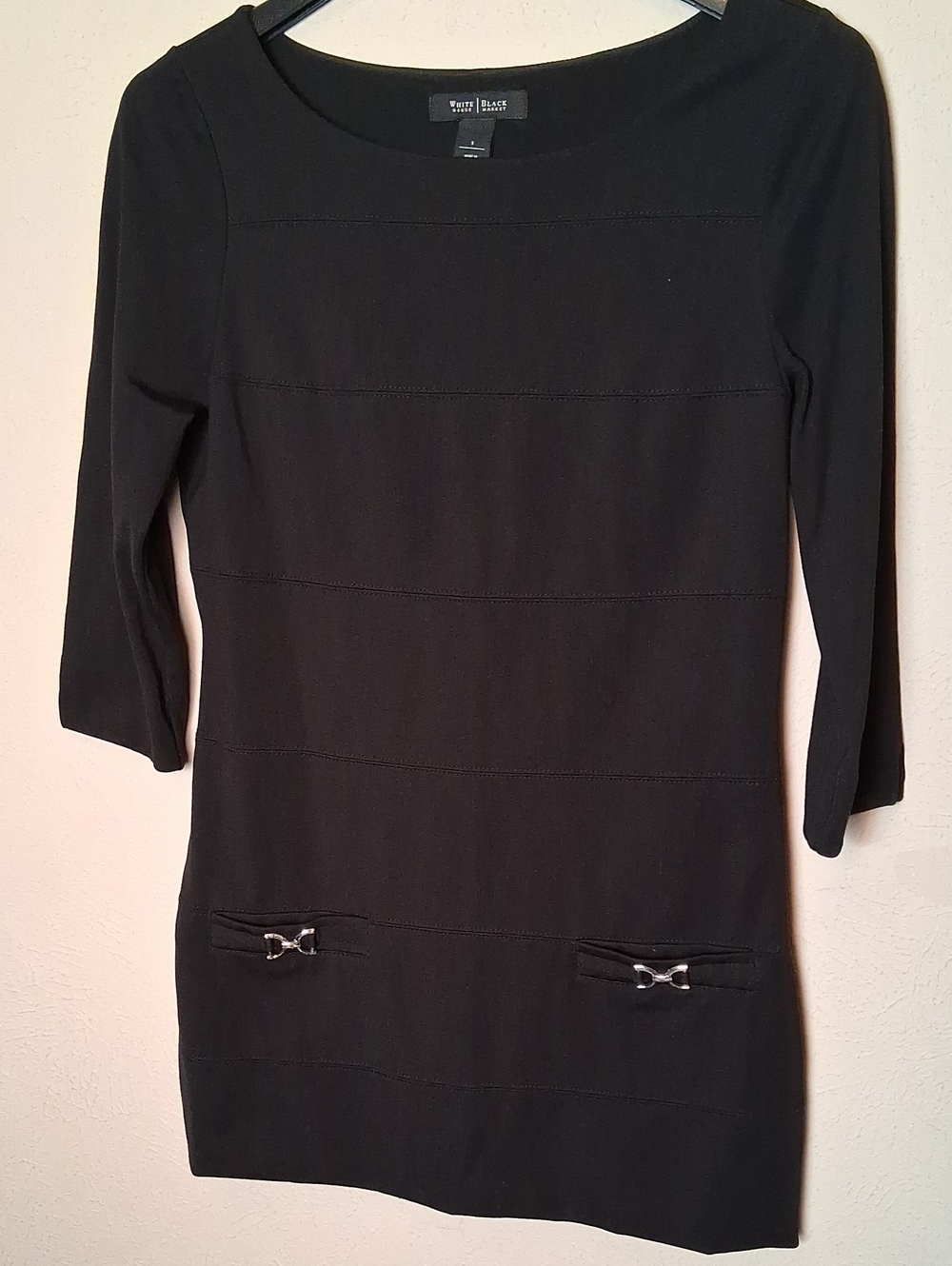 White House Black Market Black Long-Sleeve Ponte Dress